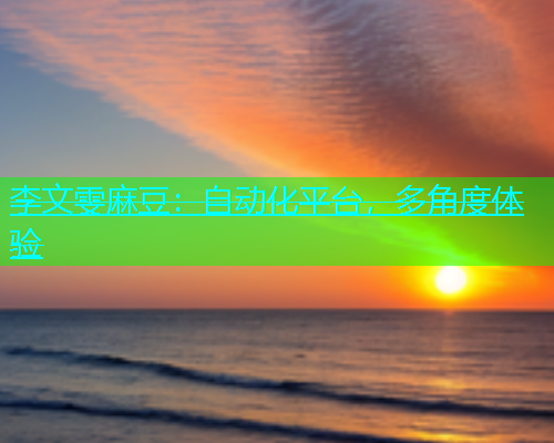 李文雯麻豆：自动化平台，多角度体验